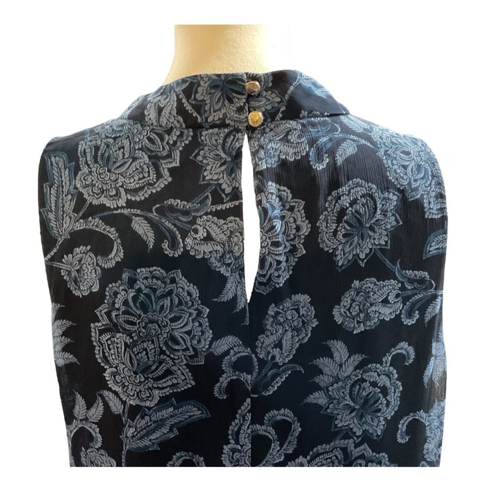Tommy Hilfiger Blue Floral High Neck Knee Length Sleeveless Dress - Picture 3 of 7
